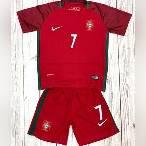 YOUTH Ronaldo Nike (Jersey + Shorts) Kit Portugal Soccer Set (LARGE) (28)